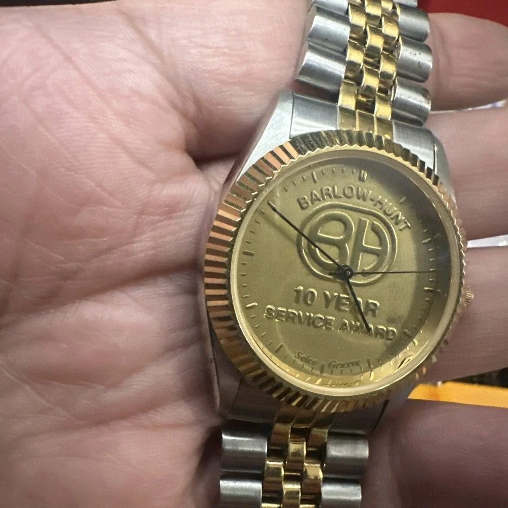 Working Vtg Selco Geneve Watch Barlow-hunt Watch‎ Two Tone New Battery 35mm 8.5